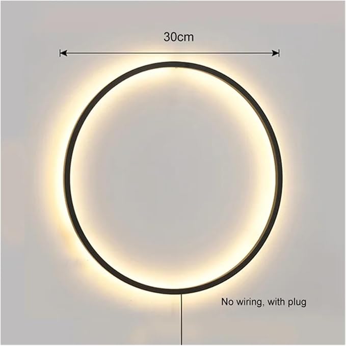 Wiring-Free Living Room Sofa Background Wall Decoration - Minimalist Bedroom lamp Ring Art Atmosphere Wall Light,Kitchen Island (Warm-30cm B)