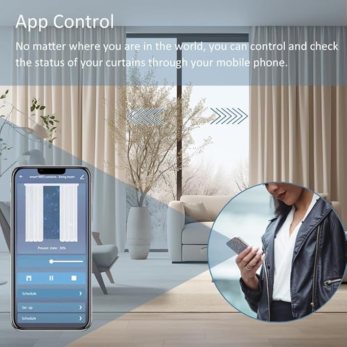 Ripple Fold Curtain Track, Automatic Curtain Opener WiFi Smart Curtains Motorized Track System, Hidden Ceiling Mount, App Voice Remote Control, Work with Alexa & Google Home (4 meters (157.4 inches))