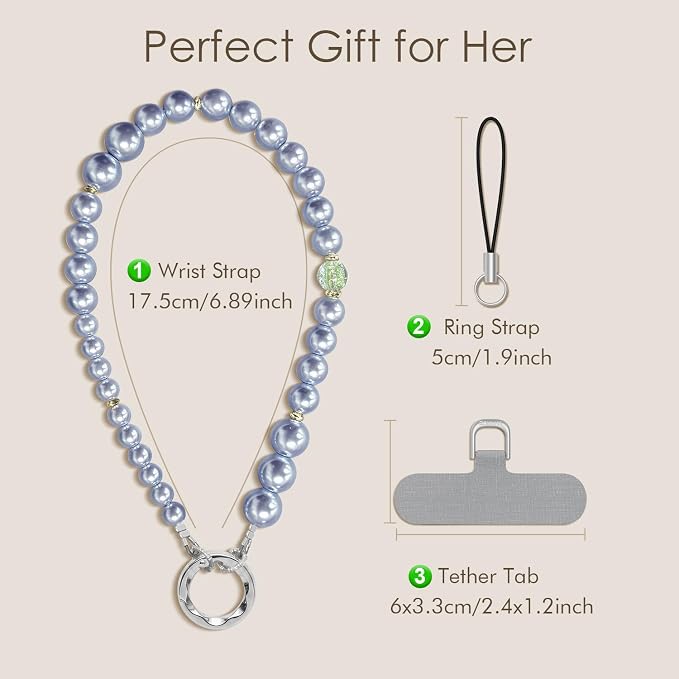 SURPHY Phone Charm, Handmade Beaded Phone Wrist Strap with Tether Tab | Phone Charm Strap, Phone Chain with Premium Metal Buckle, Wrist Strap Fits Cellphone Cases, Wallets, Bags, Keys