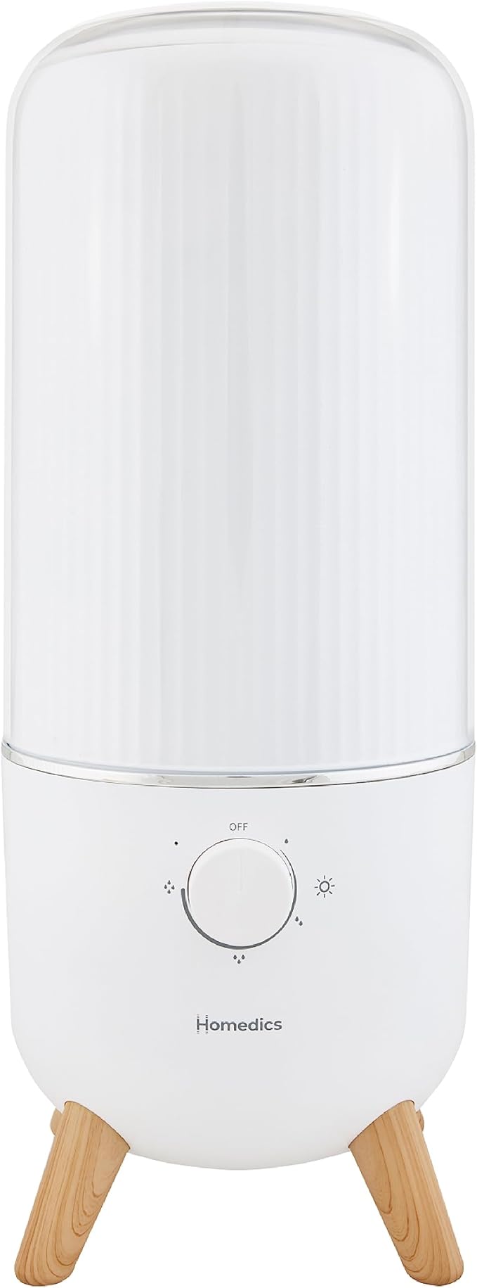 Homedics Ultrasonic Humidifier, Bedrooms and Home Offices, 0.97-Gallon Tank, 45-Hour Runtime, Visible Ultra-Quiet Cool Mist, Aromatherapy, Demineralization Cartridge, Night-Light, Auto-Off, White
