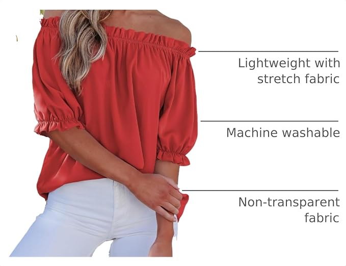 EVALESS Womens Tops Off The Shoulder Blouses for Women Dressy Casual Cute Puff Sleeve T Shirts Fashion 2026