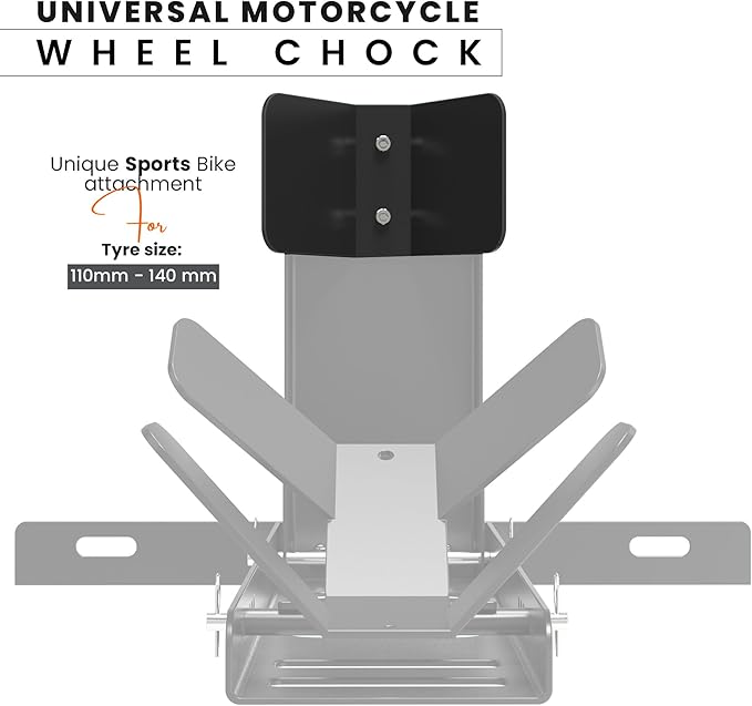 GRAND PITSTOP Universal Wheel Chock for Motorcycle Stand for Trailer Completely Adjustable Detachable Foldable Wheel Chock (Black-V2, 2000 lbs)