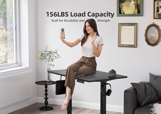 YDN 63 x 24 Inch Black Electric Standing Desk | Adjustable Height, Sit Stand, Cable Management, Ergonomic, Home Office