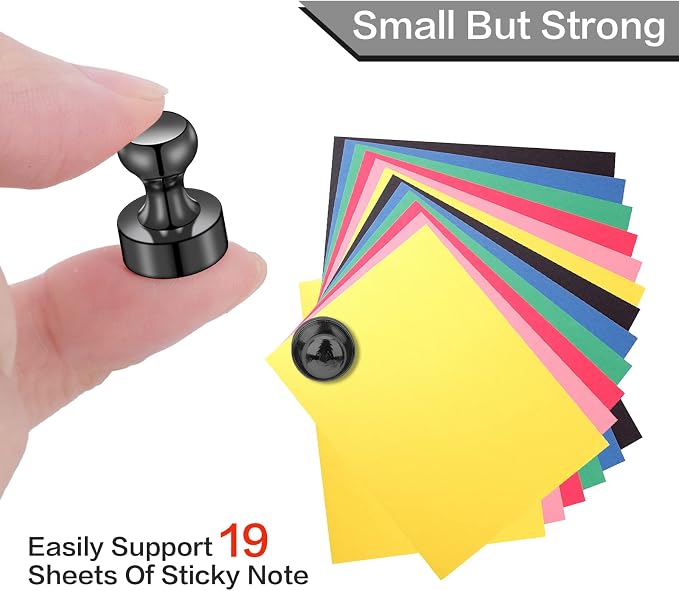 LOVIMAG Fridge Magnets 20Pcs, Magnet for Refrigerator Whiteboard, Black | Small Strong Neodymium Metal Cute Push Pin for Classroom, Kitchen, Accessories Decorative, Office, Calendar