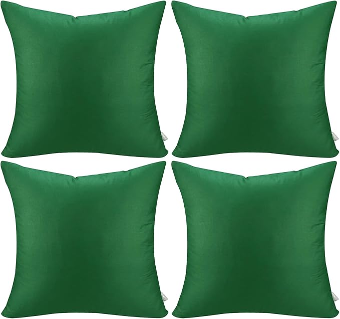 Thmyo 4-Pack 100% Cotton Comfortable Solid Decorative Throw Pillow Case Square Cushion Cover Sublimation Blank Pillow Covers DIY Throw Pillowcase for Sofa Couch(20x20inch/50x50cm, Christmas Green)