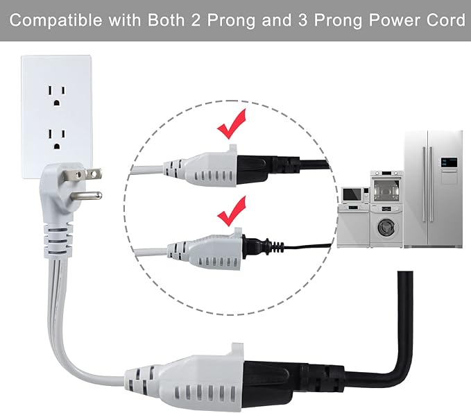 KUNCAN Appliance Power Extension Cord - 3 Prong Flat Wire SPT-3 14 AWG Heavy Duty Male to Female Extender Low Profile Grounded Cable for Major AC Unit, Air Conditioner, Refrigerator (6 Feet)