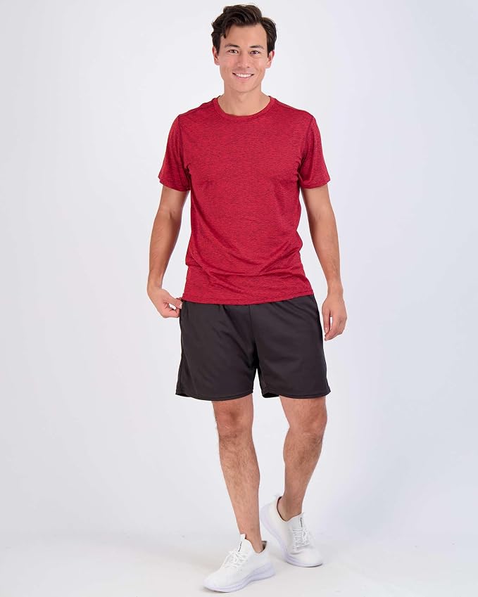 5 Pack Men's Dry Fit Short Sleeve T-Shirt Gym Workout Athletic Running Tee | Cooling, Moisture-Wicking, Crew Neck, Quick-Dry, Breathable, Active, Exercise, Fitness, Basketball, Cycling, Hiking, Tennis