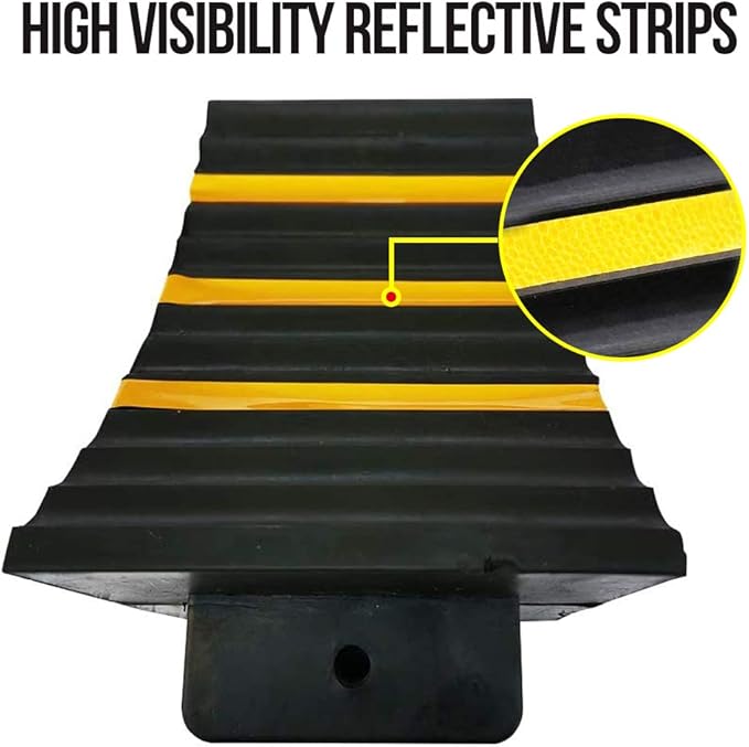 Heavy Duty Rubber Wheel Tire Chock 10" L x 6" W x 7.3" H, Front and Back for Camper, Trailer, RV, Truck, Car, Vehicle and RV (2-Pack)