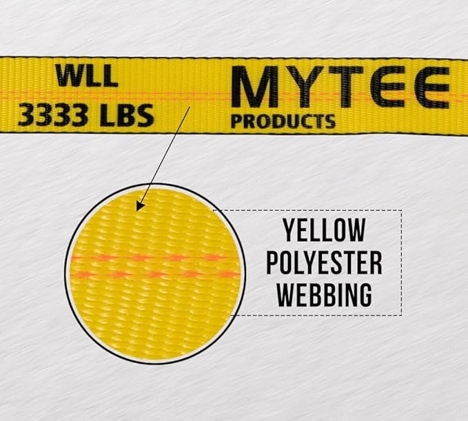 Mytee Products 4 Pack 2" x40' Yellow Ratchet Strap with J Hooks - 10,000 Lbs Breaking Strength - Heavy Duty Tie Down Cargo Truck Straps with Wire Hooks for Flatbed, Truck, Trailers Pickup