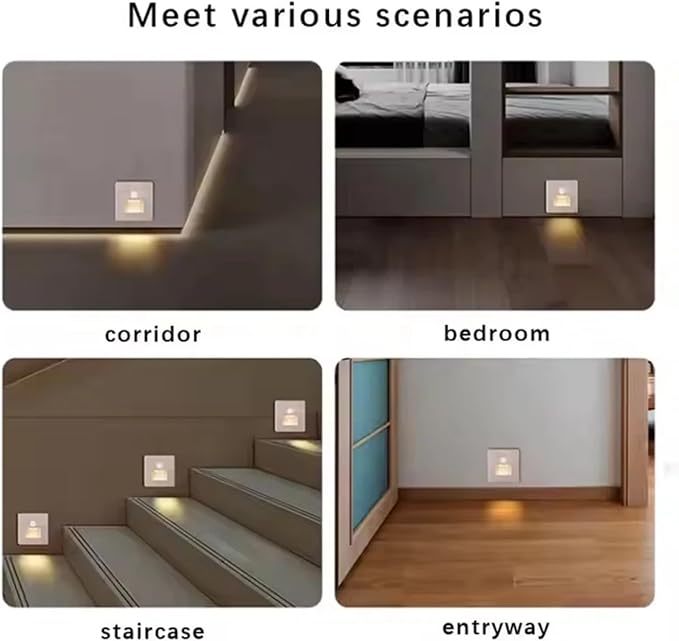 6 Pack Recessed Motion Detector Sensor Led Stair Light Wall Lamp Sconce Lighting Step Stairway Aisle Lamps Basement Passage Footlights