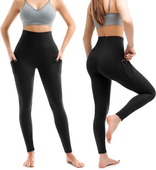 Leafigure High Waisted Leggings with Pockets - Soft & Comfortable for Yoga | 2 Pack