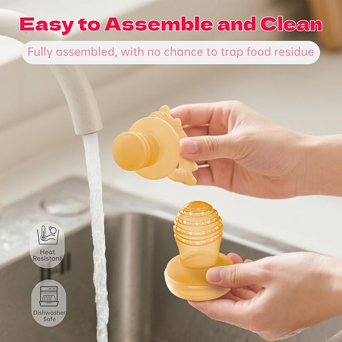 Baby Fruit Feeder with Freezer Tray, Auto-Push Food Feeder Pacifier for 3-6 6-12 18 Months, BPA-Free, Breastmilk Popsicle Mold, Safely Introduce Solids, Fresh + Frozen, 2 Sizes Pounches
