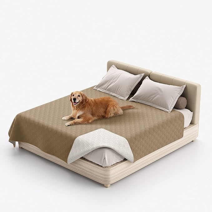 Waterproof Dog Bed Covers for Couch Protection, Water-Resistant Soft Dog Pet Blanket Anti-Slip Dog Blanket for Bed, for Furniture Bed Couch Sofa (Taupe,40x50inch)