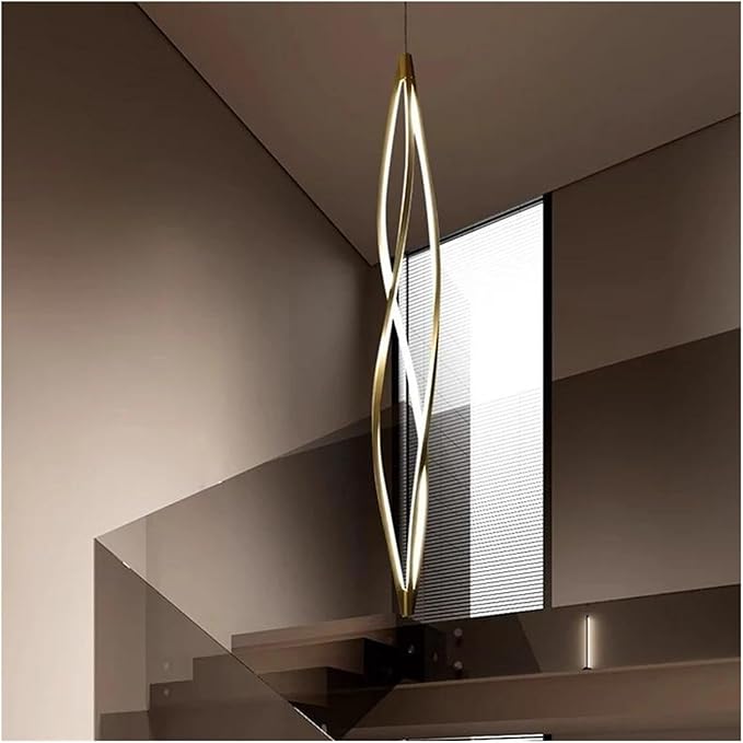 Pendant Lights, Modern Home Decor Led Lights Pendant Light Lamps Forstaircase Chandeliers for Living Room Hanging Indoor Lighting(RC Remote dimming,Gold 120cm)