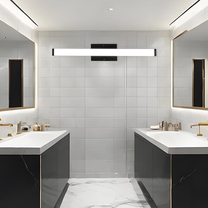 48 Inch LED Bathroom Vanity Light, 30W 3CCT Bathroom Light Fixtures Over Mirror, IP44 Dimmable Black Bath Vanity Lights Bar, ETL Listed