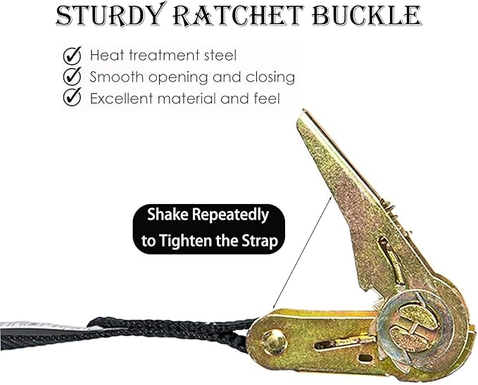 MOOCY Small Ratchet Strap,Heavy Duty Endless Ratchet Tie Down Straps,NO Hook Nylon Black Tie Down Straps for Motorcycles, Kayak