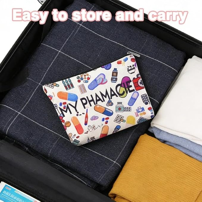 Pharmacy Technician Makeup Bag Pharmacist Graduation Retirement Appreciation Gifts Pharmacy Medication Storage Pharmacist Student Essentials Medical Zip Bag Travel Pharmacie Toiletry Cosmetic Pouch