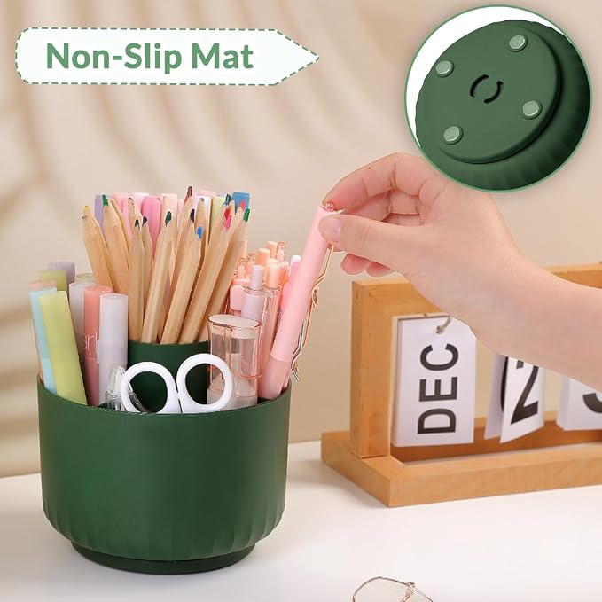 SKYDUE 360 Degree Rotating Desk Organizer, Dual-Purpose Pencil Pen Holder for Desk, Rotating Pencil Cup with Stickers, Office Supplies, Desk Decor for Office, School, Home