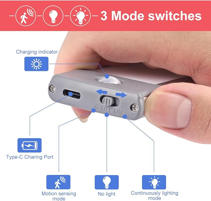LED Motion Sensor Cabinet Light,Under Counter Closet, Wireless USB Rechargeable Kitchen,54-LED Battery Powered Operated Light, for Wardrobe,Closets,Cabinet,Cupboard（Warm Light）