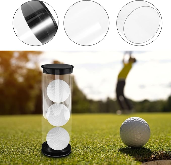 VOSAREA 2Pcs Golf Ball Holder Tube Transparent Golf Ball Container Scratch Design for Displaying Golf Balls for Collectors and Enthusiasts