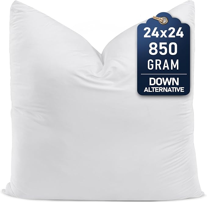 Utopia Bedding Throw Pillows, 24x24 Pillow Inserts, Pack of 1, White | Down Alternative Throw Pillow Inserts, Couch Pillows for Indoor Decor, Plush & Supportive, Decorative Cushion for Sofa, White