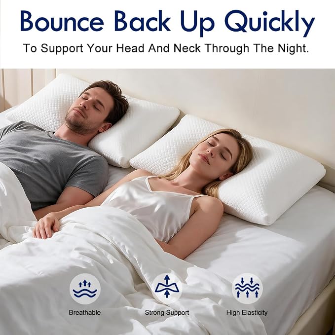 HITO Hotel Pillows Bed Pillows Standard Size Set of 2-100% Virgin Material Down Alternative Pillow - Soft Support for Back, Stomach, Side Sleepers