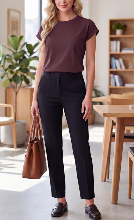 GRECERELLE Womens Summer Tops Cap Sleeve Crew Neck Basic T-Shirt | Everyday Casual Wear, Layering Friendly, Wrinkle-Resistant, Business Casual Ready, Lightweight & Packable, Capsule Wardrobe