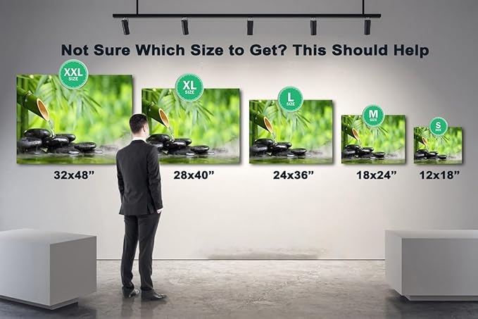 Zen Wall Art Decor, Modern Bathroom Zen Decor Wall Art, Canvas Wall Art for Spa Zen Room Decor, Green Bamboo Forest and Black Pebble Relaxing Art Prints for Office & Spa Wall Decor 12x18 Inches