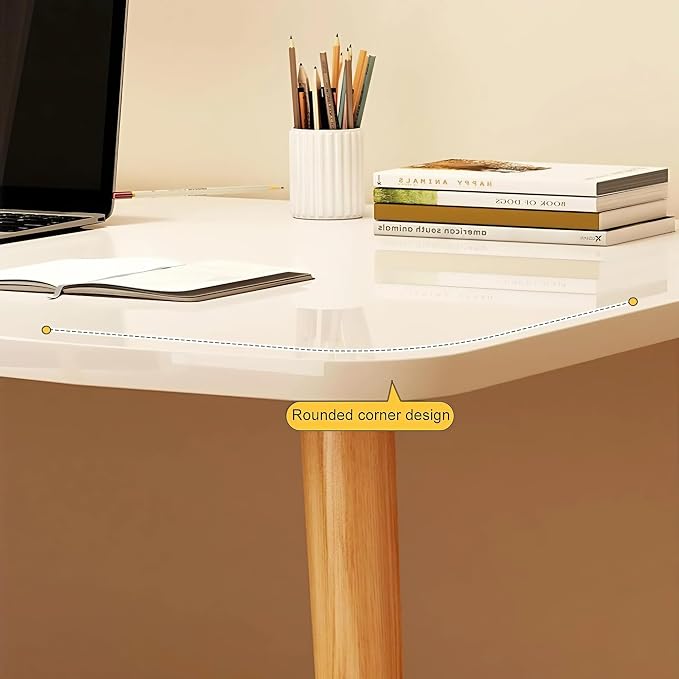 Modern White Wooden Computer Table, 40" L x 20" W x 30" H inches – Durable and Stylish Desk for Home Office, Bedroom, or Study