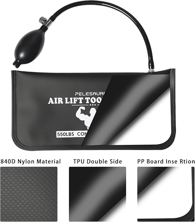 Air Wedge Bag 4pcs, Inflatable Air Shim with Pry Bars, Commercial Grade Air Wedge Pump Kit