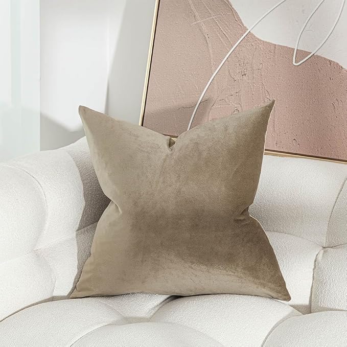28x28 Pillow Covers Decorative Velvet Throw Pillow Covers Set of 2,Stone | JUSPURBET Luxury Euro Cushion Covers with Invisible Zipper for Modern Couch Sofa Bed Living Room Bedroom Home Decor Christmas