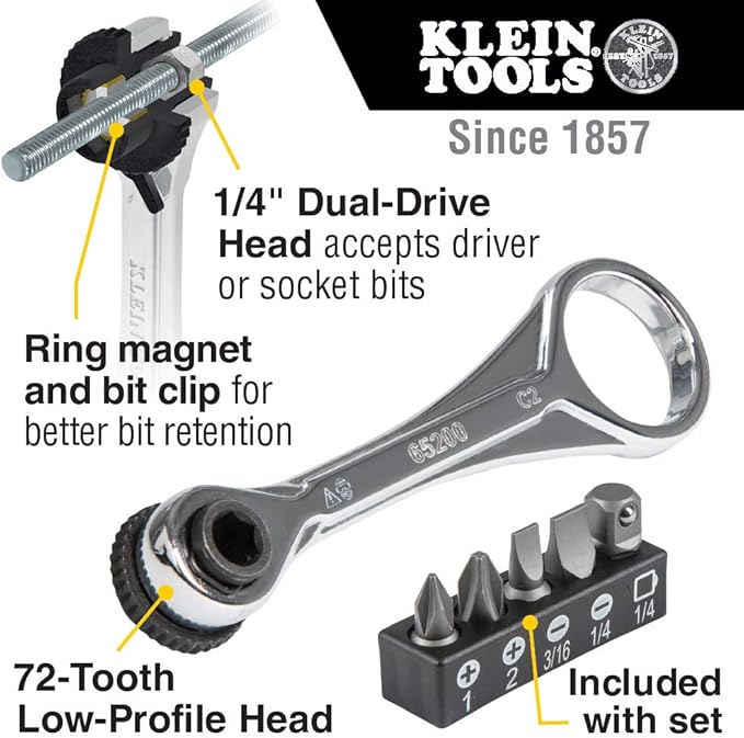 Klein Tools Mini Ratchet Set (5-Piece) and Hex Wrench Key Set (11 SAE Sizes)