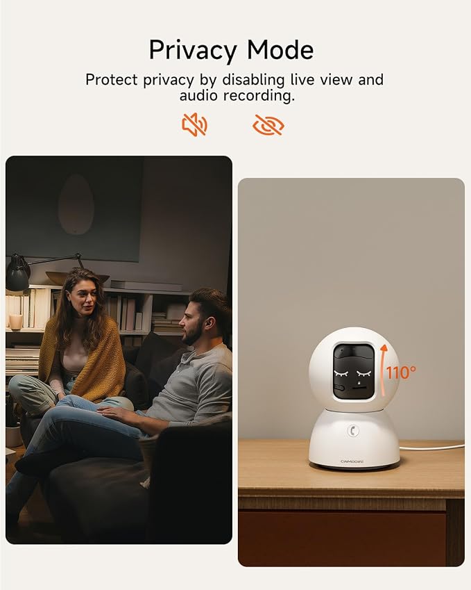 Smart 3K Indoor Dome Security Camera with AI Human/Pet/Facial Detection, 360�� Pan-Tilt Coverage, 2-Way Audio, 2.4GHz 5GHz Dual-Band Wi-Fi - Includes 64GB SD Card & No Subscription Needed