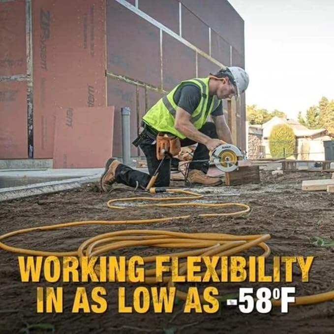 DEWALT 25 Foot Extension Cord Lighted Click-to-Lock 10/3 SJTW - Heavy Duty Outdoor, Waterproof, Weatherproof, Heat & Corrosion Resistant Industrial Strength Light Up Three Prong Outlet Plug Power Cord
