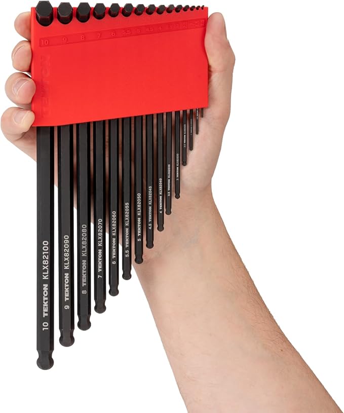 TEKTON Ball End Hex L-Key Set with Holders, 28-Piece (0.050-3/8 in., 1.3-10 mm) | KLX91302