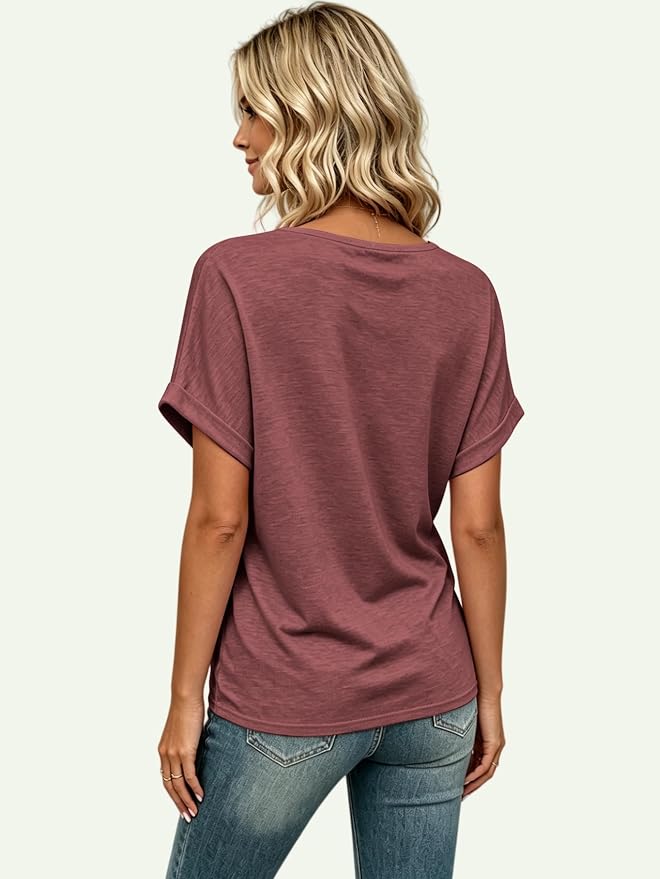 T Shirts Short Sleeve V Neck Tees Womens Tops Beach Vacation Fashion Clothes 2026 Casual Summer Spring Fall Outfits