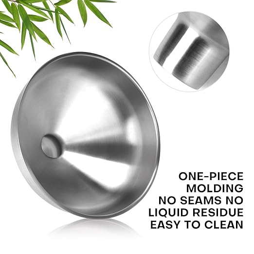 Stainless Steel Metal Funnel Set of 2, Kitchen Filling Funnel (0.5-inch Narrow Mouth) and (1-inch Wide Mouth), Practical Tools for Transferring Spices, Oils, Food and Beer