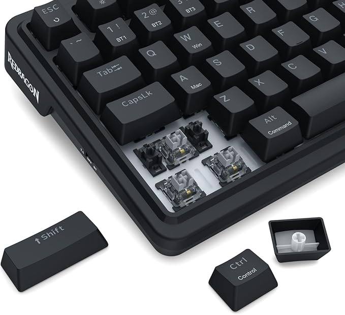 Redragon K719 PRO Wireless 95-Key Gasket Gaming Keyboard, TFT Screen & Knob | Easy-Control LED Info Display, 0-Delay Tri-Mode, Cushioned 5-Layer Noise Dampening for Creamy Thocky Sound, Practical 95 keys