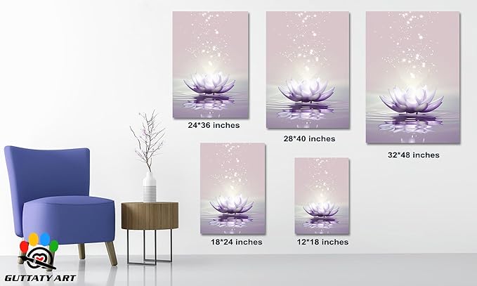 Zen Canvas Wall Art, White Lotus Flower Bloom in Water Wall Poster, Lotus Flower Canvas Art Print, Calm Relax Picture, Modern Framed Spiritual Home Artwork for Bathroom Spa Yoga Decor 24x36 inch