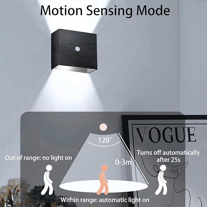 Wall Lights with Motion Sensor Indoor LED Modern Wall Lamp Brightness Adjustable Wall Sconce Recargables USB Con Batería Lighting Fixtures for Living Room Bedroom Corridor (Warm Light,White)