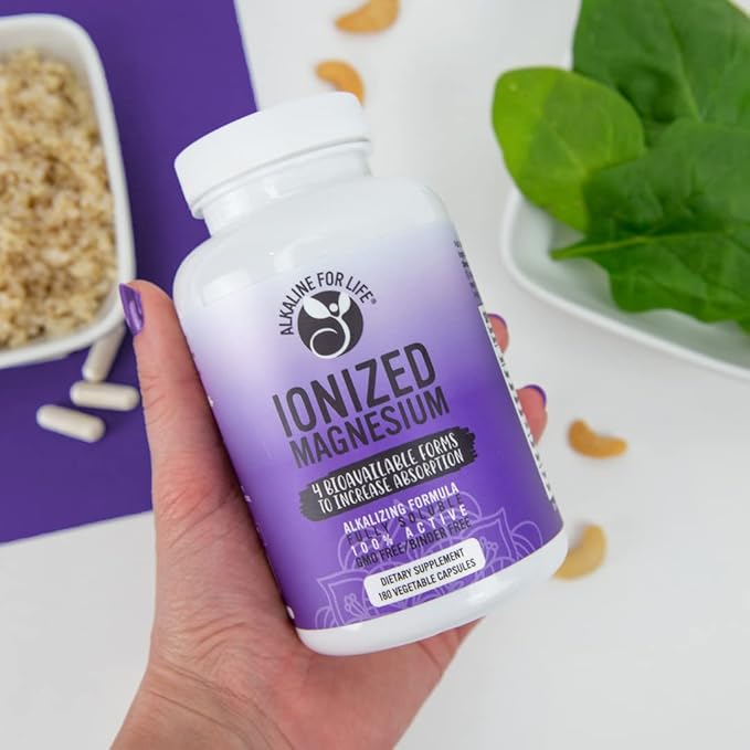 Ionized Magnesium - 60 Capsules Magnesium Glycinate, Magnesium Citrate, Magnesium Ascorbate - Triple Magnesium Complex, Magnesium Supplement in 3 Alkalizing Forms