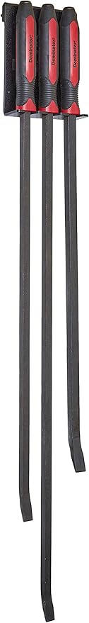 Mayhew Tools 14068 Dominator Pro 3-Piece Pry Bar Set, 48", 58" & 44" Curved Heavy-Duty Pry Bars, Red