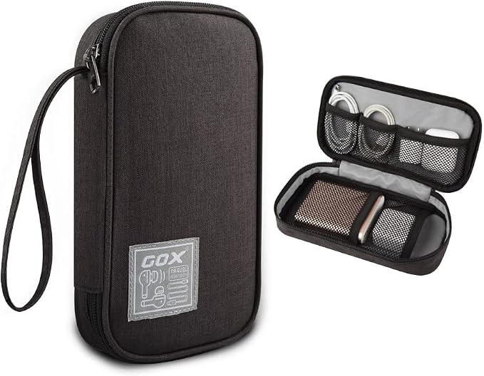 GOX Cable Organizer Pouch ��� Case for Chargers and Cords, Cord Organizer Travel Black, Small Cable Organizer Bag for Earbuds & Tech Accessories(Black)