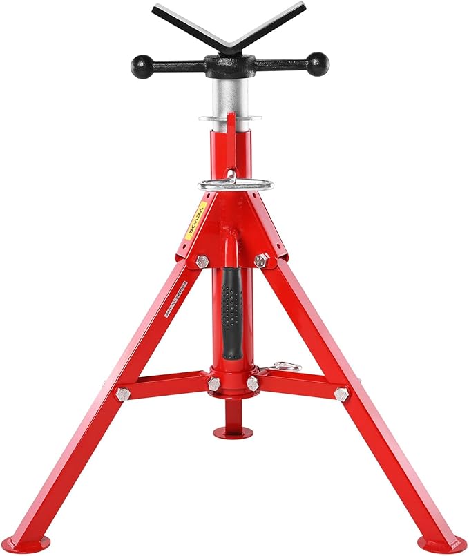 VEVOR V-Head Pipe Stand, 1/8"-12" Capacity, 24"-42" Height Adjustable, Pipe Jack Stands 2500 lbs Load Capacity, Portable Folding Pipe Stands, Durable Carbon Steel Frame