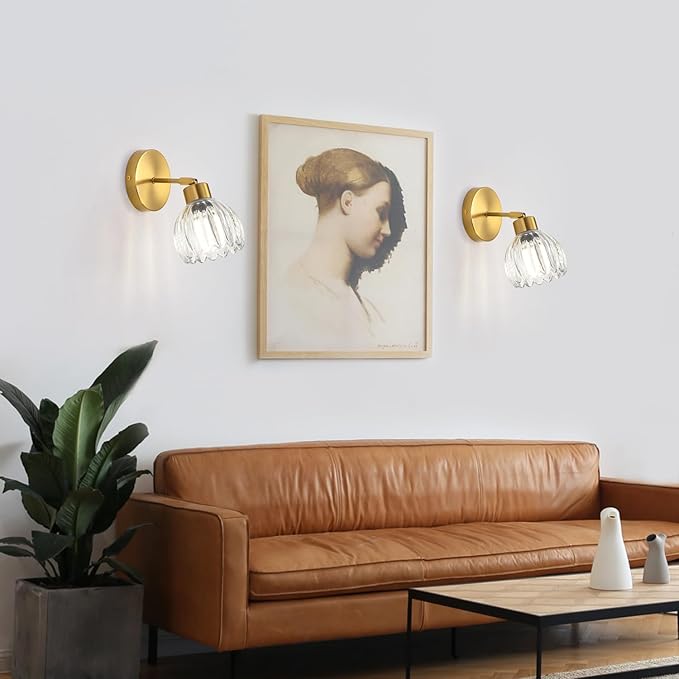 Wall Sconces Vintage Fixture Light, Vanity Lights for Bathroom, Modern Wall Light Fixtures, Metal Sconces Wall Lighting with Glass Shade, Farmhouse Wall Lamp for Bedroom Living Room