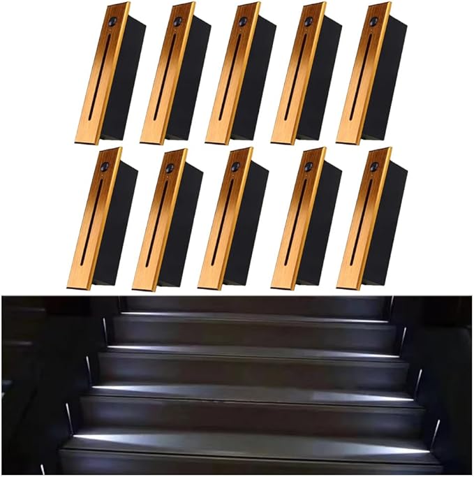 Recessed LED Step Lights Stair Light Indoor, 90-265V 3W Not Waterproof for Stairs/Decks/Steps/Door Side/Hallway/Doorway/Paths Lighting 10PCS-3000K Brushed Gold
