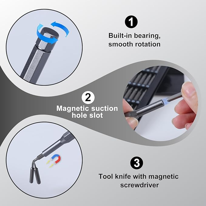 25-in-1 Professional Mini Repair Tool Kit, Small Precision Screwdriver Set, Mini Precision Screwdriver Set Small Bit Tool for Phone, Computer, Watch, Laptop, Macbook, Ring Doorbell, Eyeglass