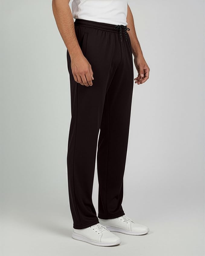 3 Pack Men's Mesh Open Bottom Sweatpants Active Athletic Workout Gym Pocket | Available in Big & Tall, Uncuffed, Elastic Waistband, Drawstring, Straight Leg, Running, Jogging, Exercise, Training, Sports
