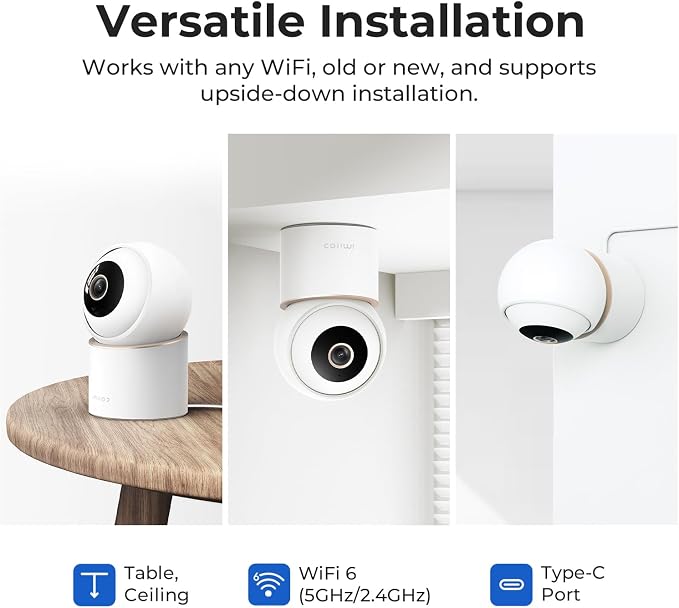 IMILAB 4K 8MP Security Camera Indoor, 360�� View Pet/Dog/Baby Camera with Xiaomi Home App, 2.4G/5G WiFi Plug-in Room Cam, Color Night Vision, Pet&Human Track, Two-Way Audio, No Subscription(C40)