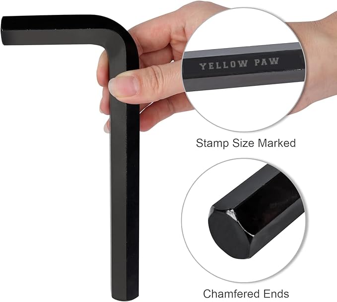 Yellow Paw Jumbo Allen Wrench Set (8 Pack - Extra Large Hex Key Set) Metric Sizes 7mm, 8mm, 9mm, 11mm, 12mm, 14mm, 15mm, and 17mm
